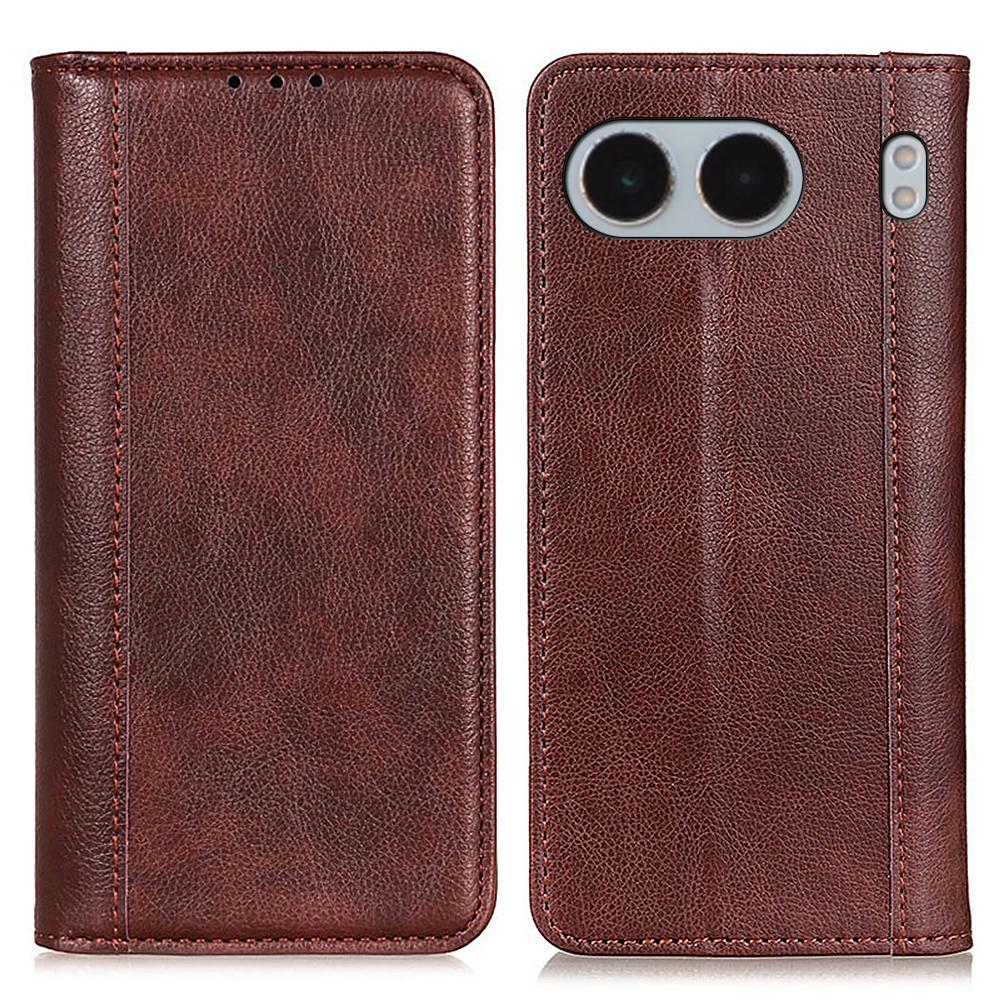 

For OnePlus Nord 4 Stand Case Split Leather Litchi Texture Wallet Phone Cover Coffee