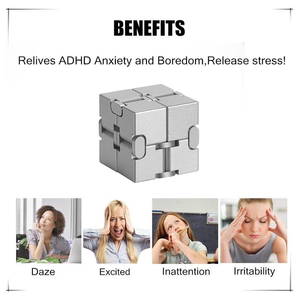 AL Alloy Metal Fidget Infinity Cube Gadgets Spielzeug für Erwachsene, Zauberwürfel zur Linderung von Stress und Angst
