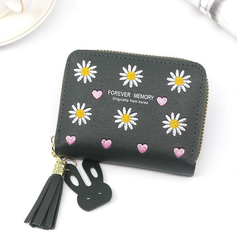 

IELGY Женский короткий кошелек на молнии с кисточками из мультфильма зелёный