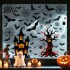 Vodotěsné skleněné samolepky 4 ks Halloweenské statické okenní samolepky PVC samolepky na dveře Dekorace strašidelného domu Netopýr Pavučina Duch stromu Samolepky