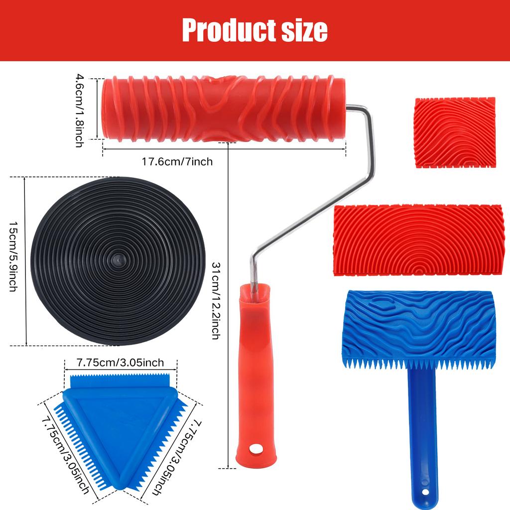 Graining Painting Tool Wood Texture Paint Roller Wood Pattern Tools Wall Room Art Wood Grain Tool for Home Decoration Wall Floor