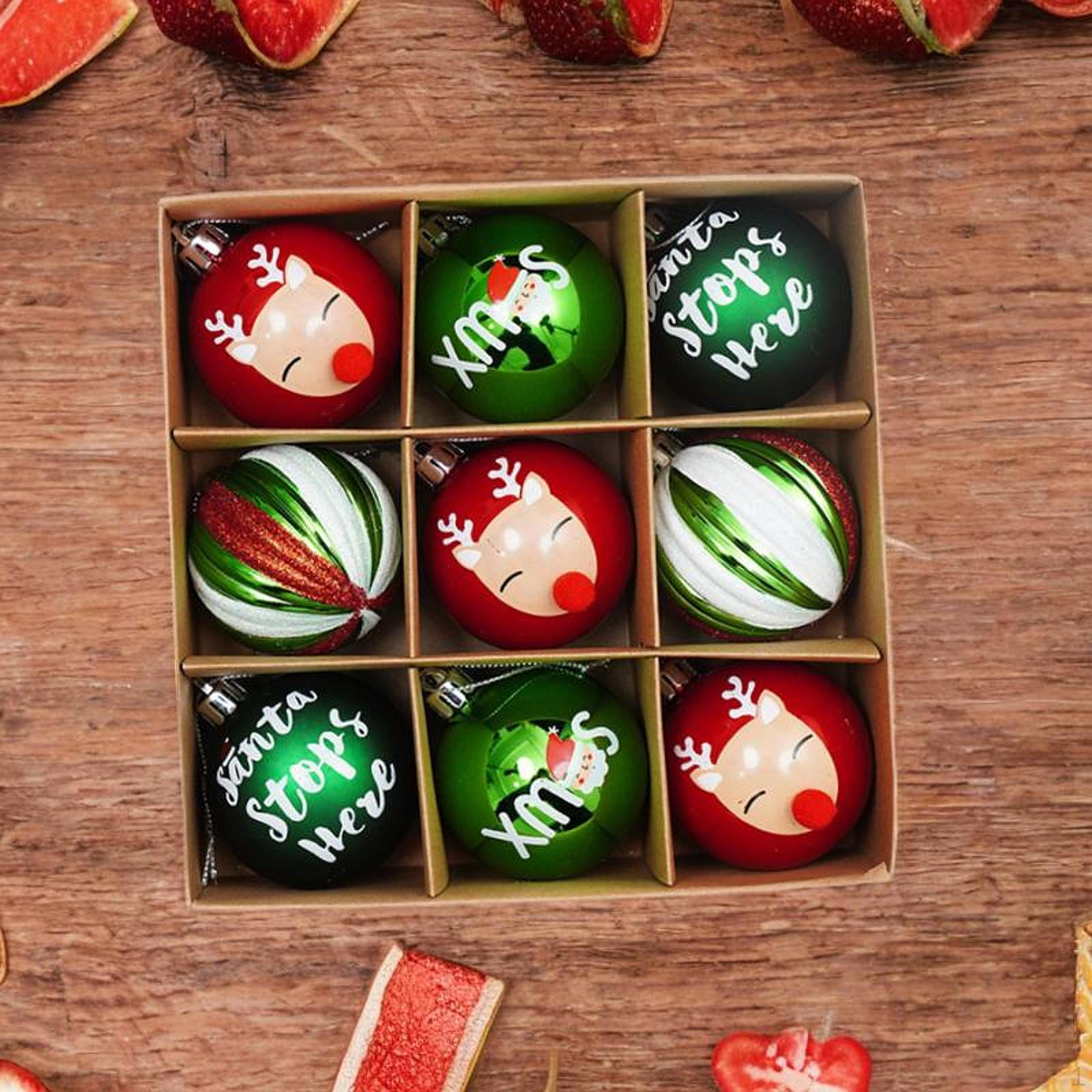 

9 штук 2,3-дюймовые елочные шары, рождественские подвесные украшения, декоративные для стола Style E