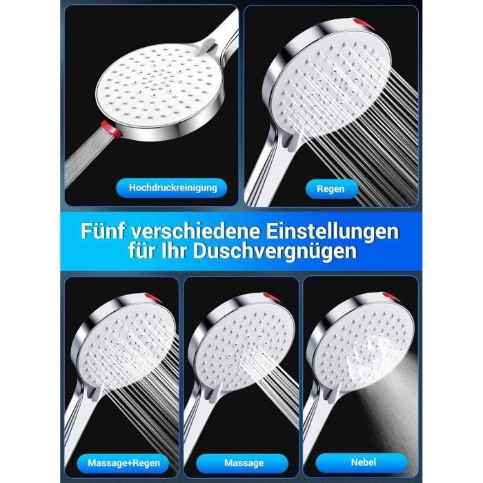 Duschkopf - SREWOHS - Energiesparend - Erhöht den Druck - Verchromt - Wandmontage