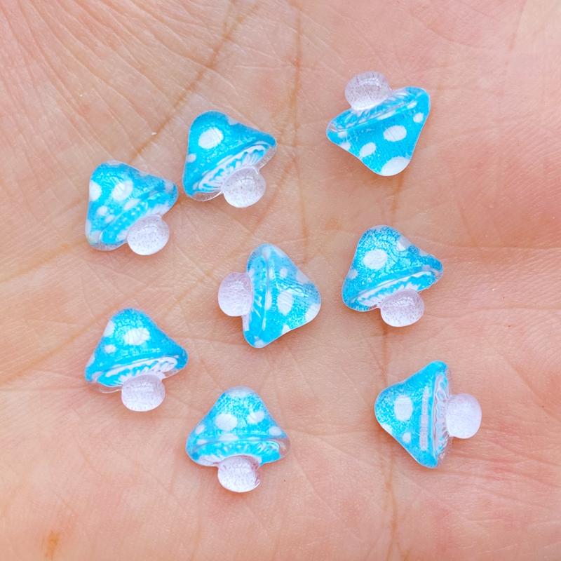 50Pcs New Cute Mini 9mm Mushroom Flat Back Resin Nail Enhancement Jewelry Craft Decoration Accessorie