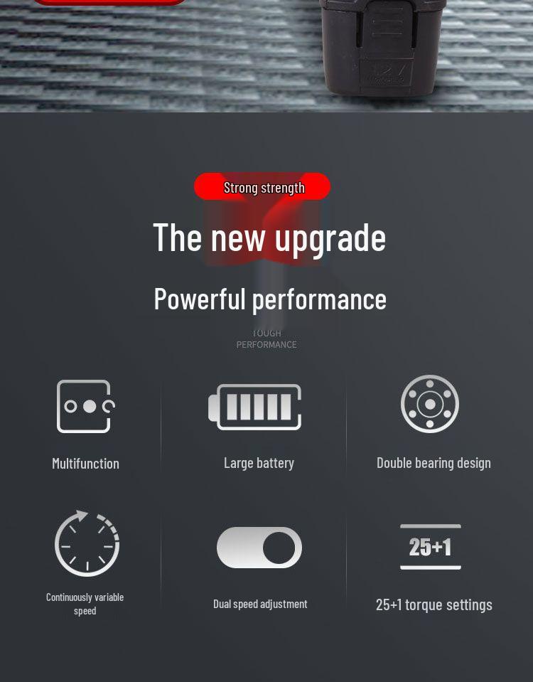 12V High Power Cordless Two-Speed Electric Drill and Screwdriver