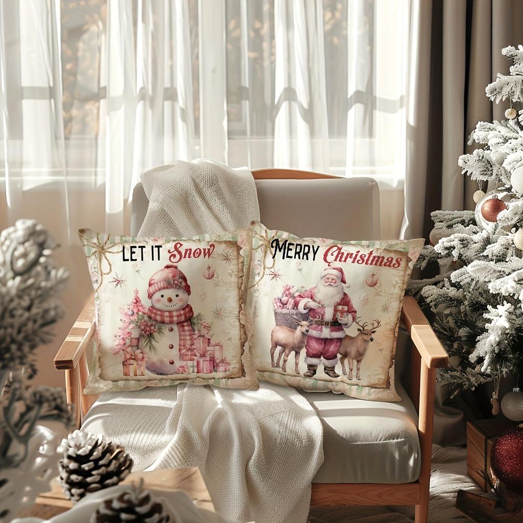 Christmas Themed Pillow Covers: Tree, Snowman, Santa, and Truck Designs Sofa Room Cushion Cover Home Decoration New Year Gift