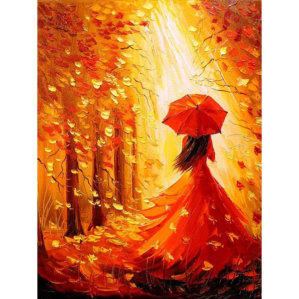 Full Round 5D Diy Diamond Painting Woman Umbrella Diamond Embroidery Portrait Picture Crystal Cross Stitch Mosaic Home Decor