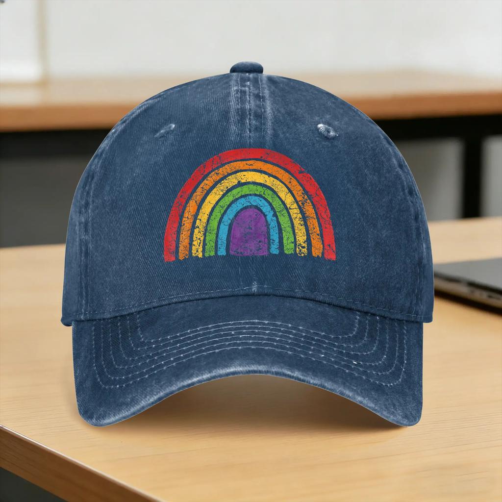 LGBTQ Rainbow Flag Gay Pride LGBT Awareness Ally Vintage Sun Baseball Cap Unisex-Teens Trucker Hat Breathable Baseball Caps