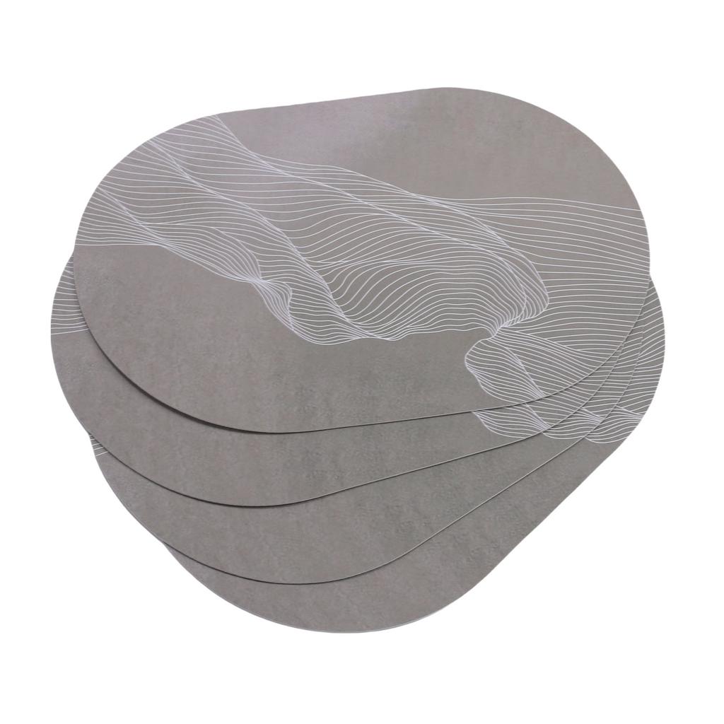 4PCS Oval Placemats Anti Slip Washable Table Mats PU Leather Place Mats for Restaurant Kitchen Hotel 18x12in