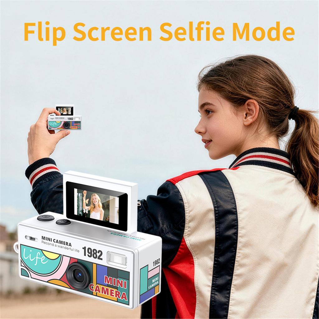 LK030 Thumb Keychain Camera 180° Flip Selfie Screen with Flashlight Multiple Filters Very Small Camcorder Audio Video Recorder