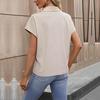 Women Casual Tops Summer Short Sleeve Solid Color Lapel Tshirt Blouse