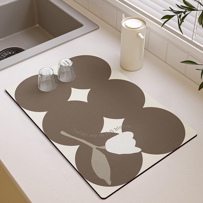 Small Fresh Kitchen Countertop Mat Dirt Resistant Heat-resistant Heat-insulating Pad Water Absorbing Quick Drying Anti Slip Pad