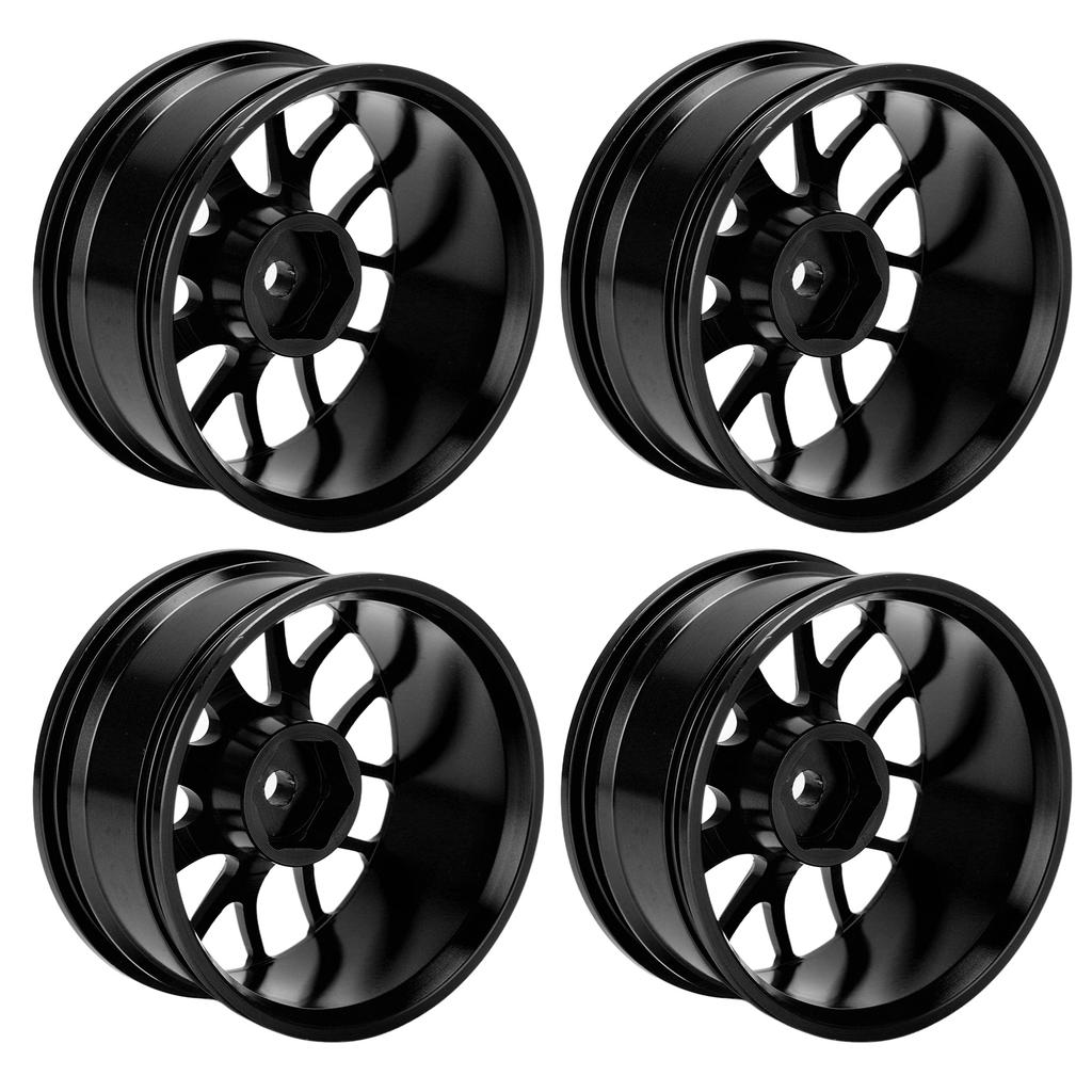 4pcs RC Wheel Hub Aluminium Alloy Wheel Hub Rims 52mm for Tamiya TT‑01 1 10 RC CarBlack