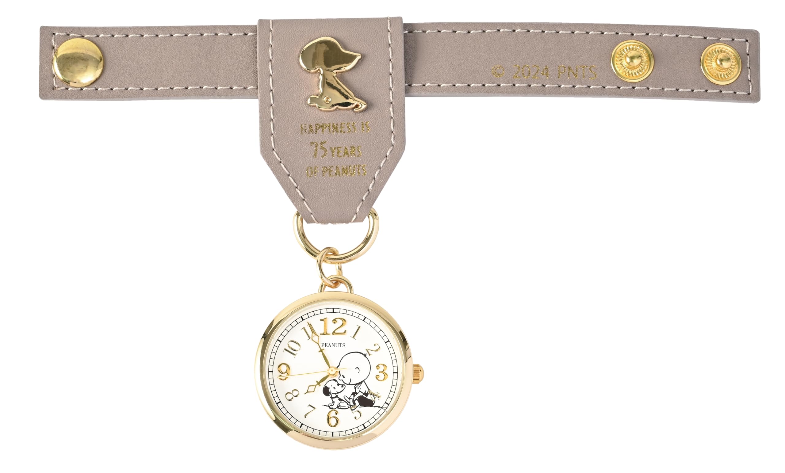 

[Fieldwork] Women s Pocket Watch, Strap Watch, Analog, Leather Strap, PEANUTS 75th Anniversary Emblem Watch S, Gray PNT047-2
