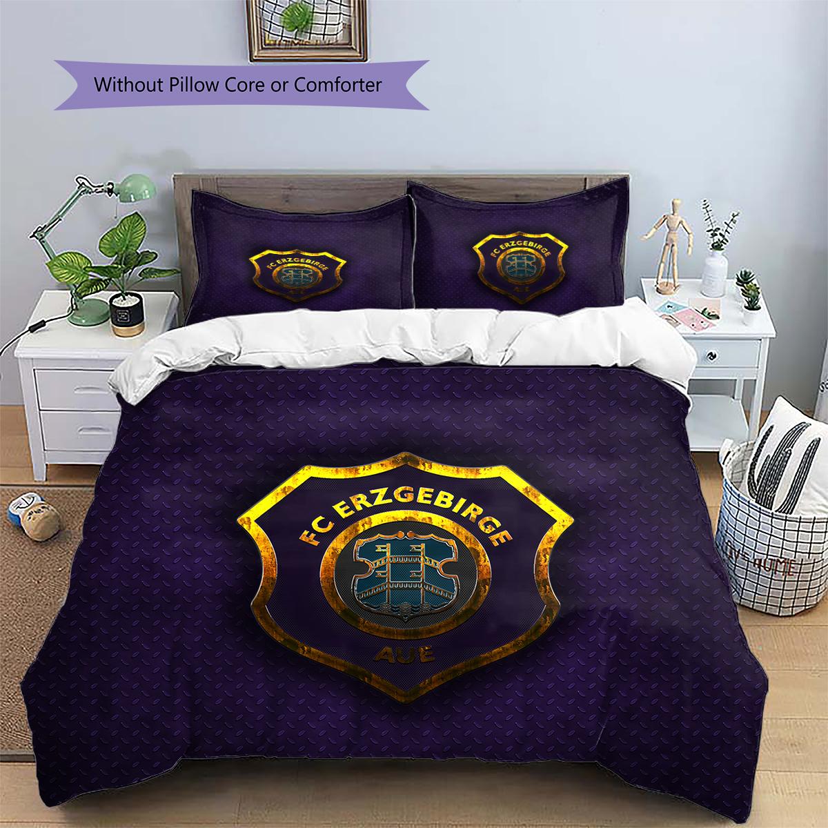Aue Mining Football Club LogoPattern Bedding,Quilt Set Quilt Cover Pillowcase Home Birthday Gift (1 * duvet cover + 2 * pillowcase, without core) 135x200cm