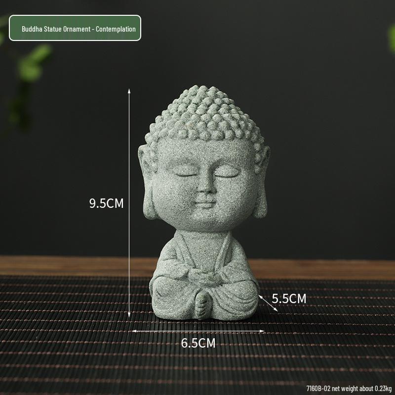 Porcelain Green Sandstone Buddha Ornament for Zen Fish Tank or Bonsai Display