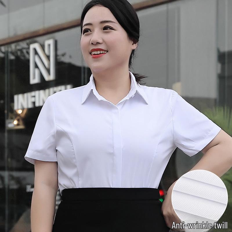 

Женская рубашка из белого твила с длинным рукавом, большого размера, для людей весом до 200 фунтов, профессиональная и стильная 7XL