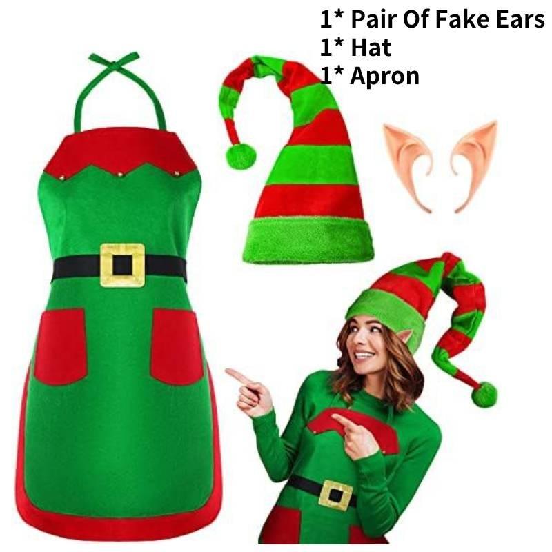 

Cosplay Costumes Christmas Adult Kitchen Apron Hat House Party Clothing Fashion 4 Pcs