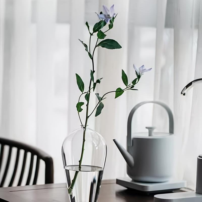 Contemporary Glass Bud Vases Zen Home Decor Transparent Cylinder Shaped Vase for One-Branch Ikebana Arrangements Tabletop Center