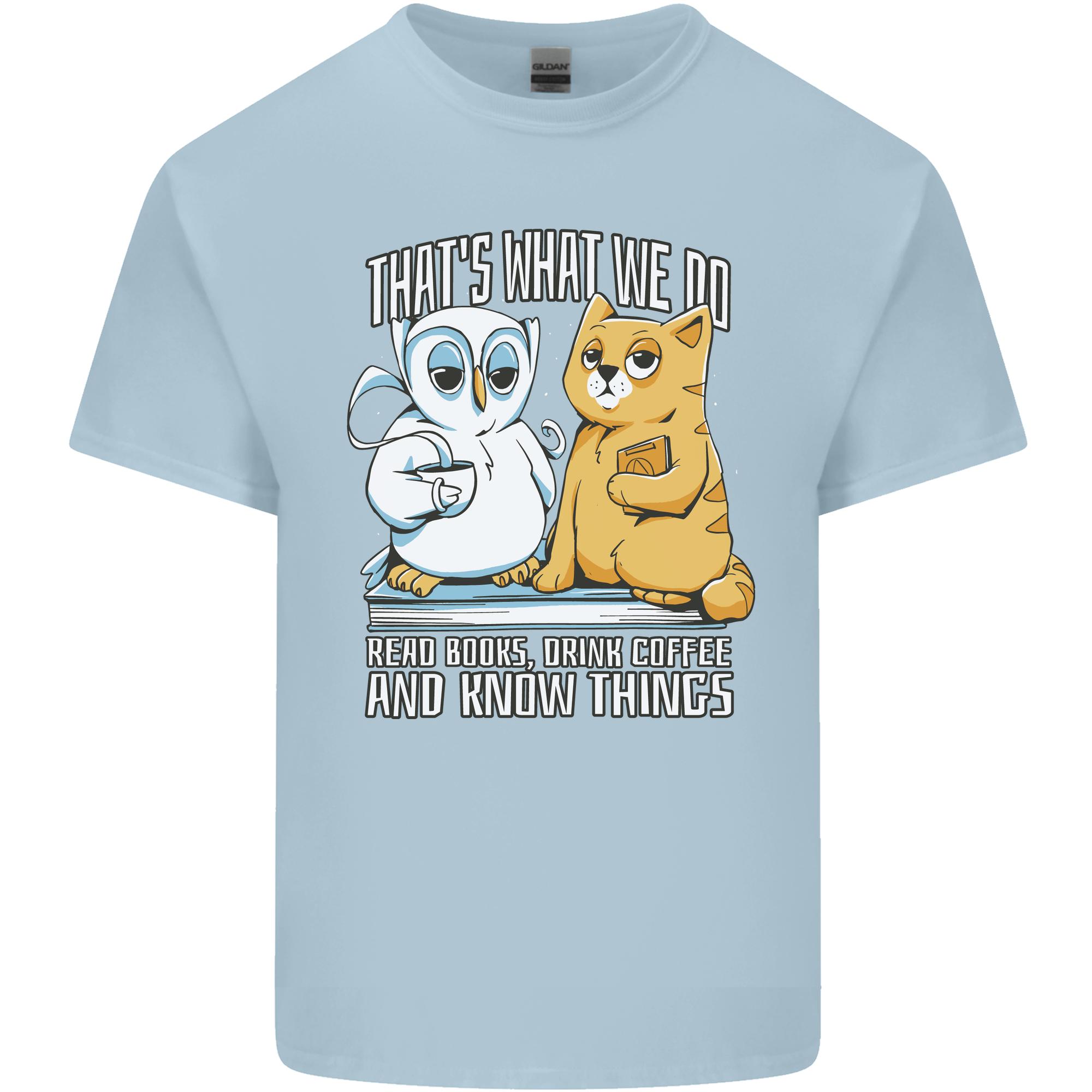An Owl Cat Book Reading Bookworm Unisexs Light Cotton TShirt S