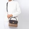Coach Marlie 24 Color Block Turn-Lock Signature Canvas And Leather Small Cambridge Satchel Bag Women Handbags Black Dark-Brown C1563-IMNOX