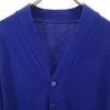VINTAGE 70s Lathered College V neck knit cardigan blue 3 Lines Men's Used