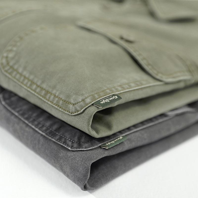 Men's Fall Multi Pocket Patchwork Vintage Cargo Shirt Solid Color Long Sleeve Loose Daily Tops Blouse