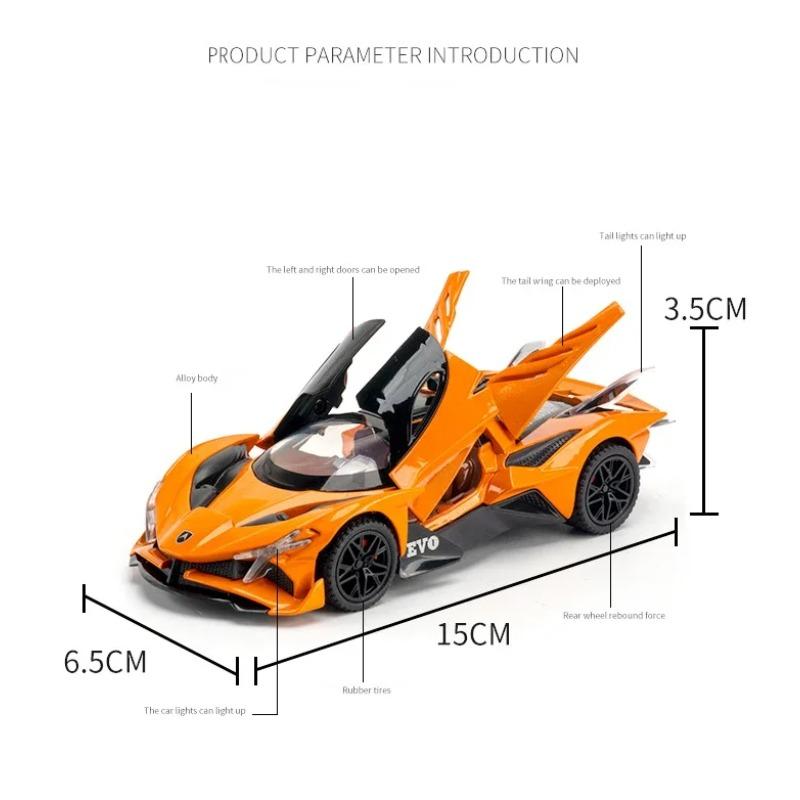 1/32 Apollo Project EVO Alloy Cast Toy Car Model Sound and Light Children's Toy Collectibles Birthday Gift