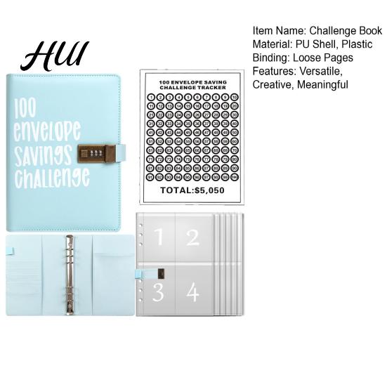 Budget Envelope System 100 Savings Challenge Kit PU Binder with Numbered Pockets Saving And Progress Trackers A5 Planner for Couples Individuals