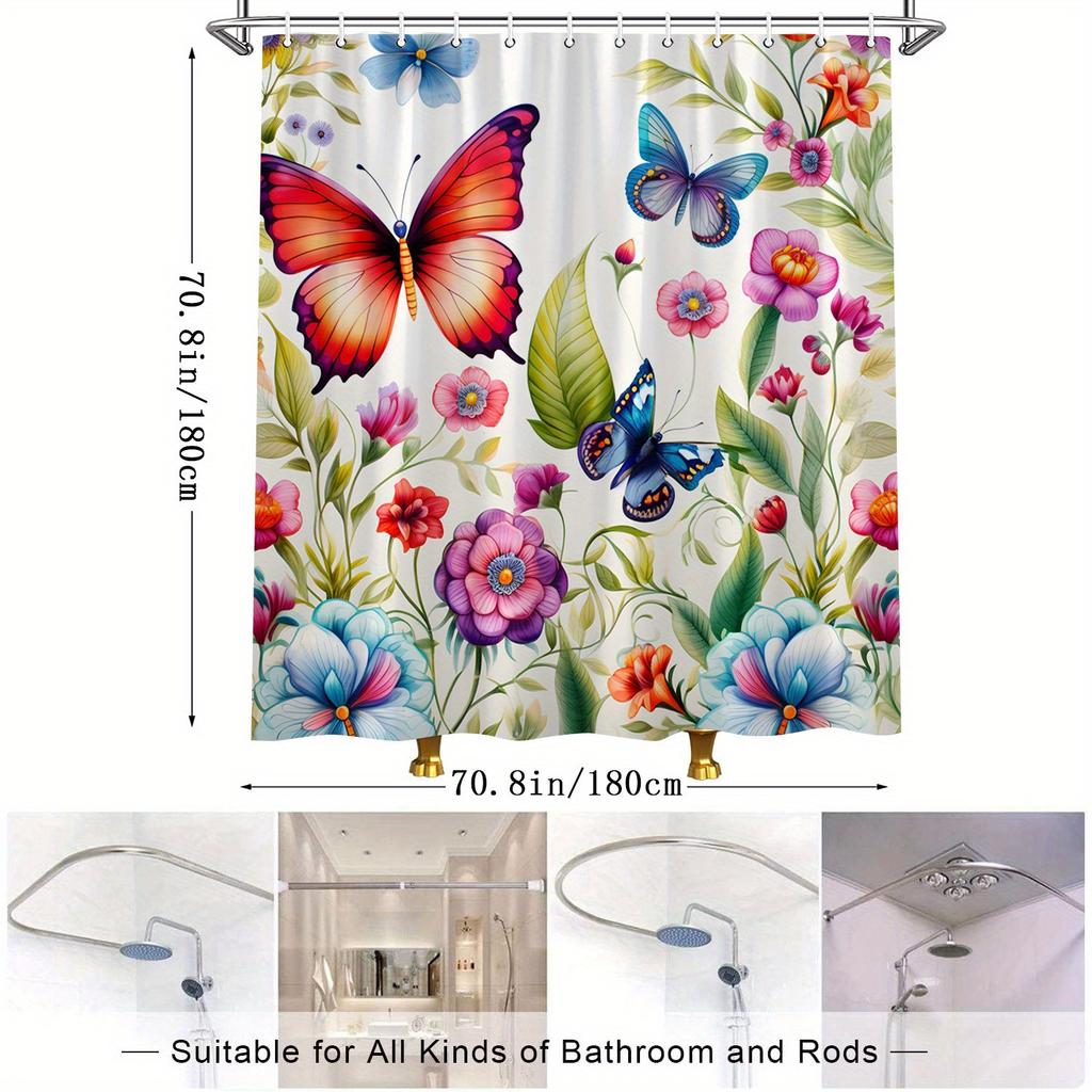 Butterfly Garden Shower Curtain: Embrace the Vibrant Floral Design, Soft Fabric, and Magical Vibes for Your Enchanting Bathroom