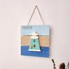 Wood Beach Framed Wall Art Coastal Ocean Theme Wall Hanging Sign with Steer Wheel Conch Sailboat for Bathroom Bedroom Living Room Decor