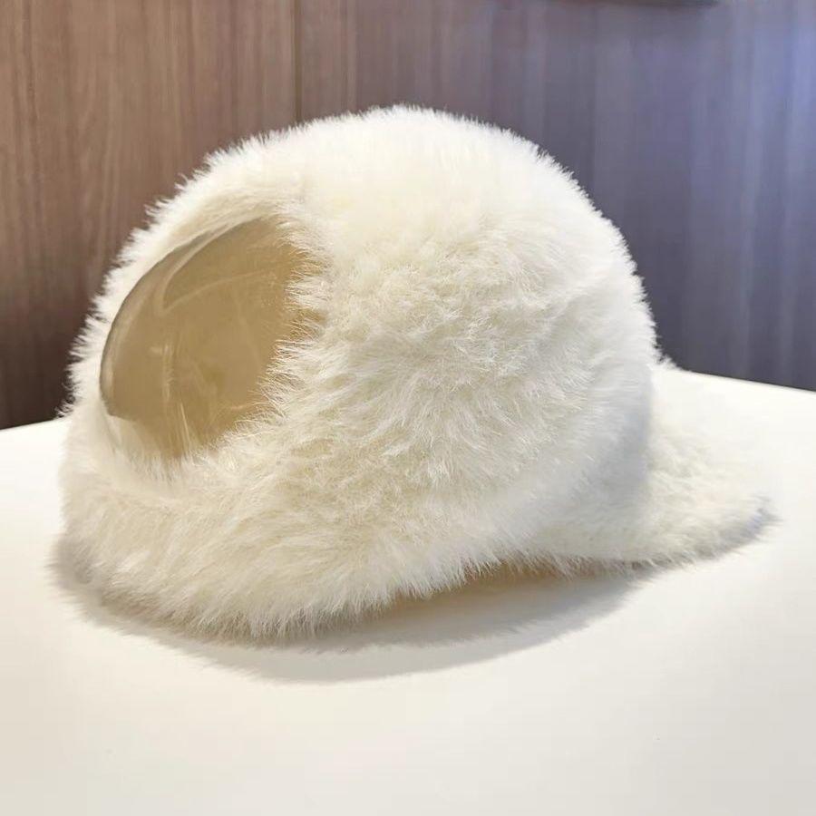 Retro Pluszowa Czapka Baseballowa z Krótkim Daszkiem Damska Jesienna i Zimowa Czapka Casual