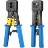 RJ45 Crimping Tool Ethernet Crimper Cat6 Cat5 Cat5e RJ45 Pass Through Connectors R11/RJ12 Regular Ends with 50Pcs Connectors 50Pcs Covers