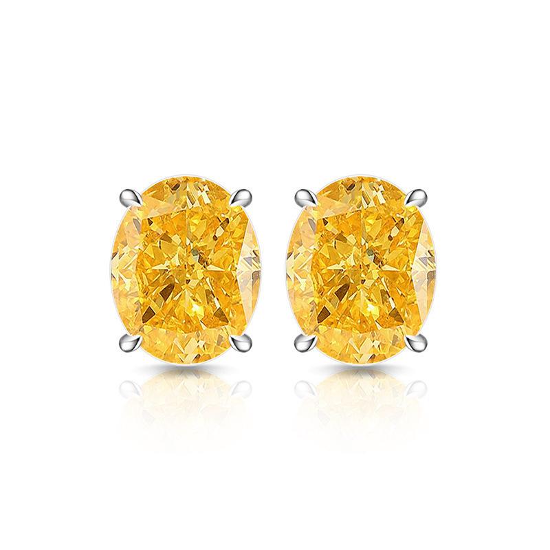 925 Sterling Silver Jewelry Light Luxury High Carbon Diamond Ice Flower Cut Bright Oval Simple and Elegant Stud EarringsGood product