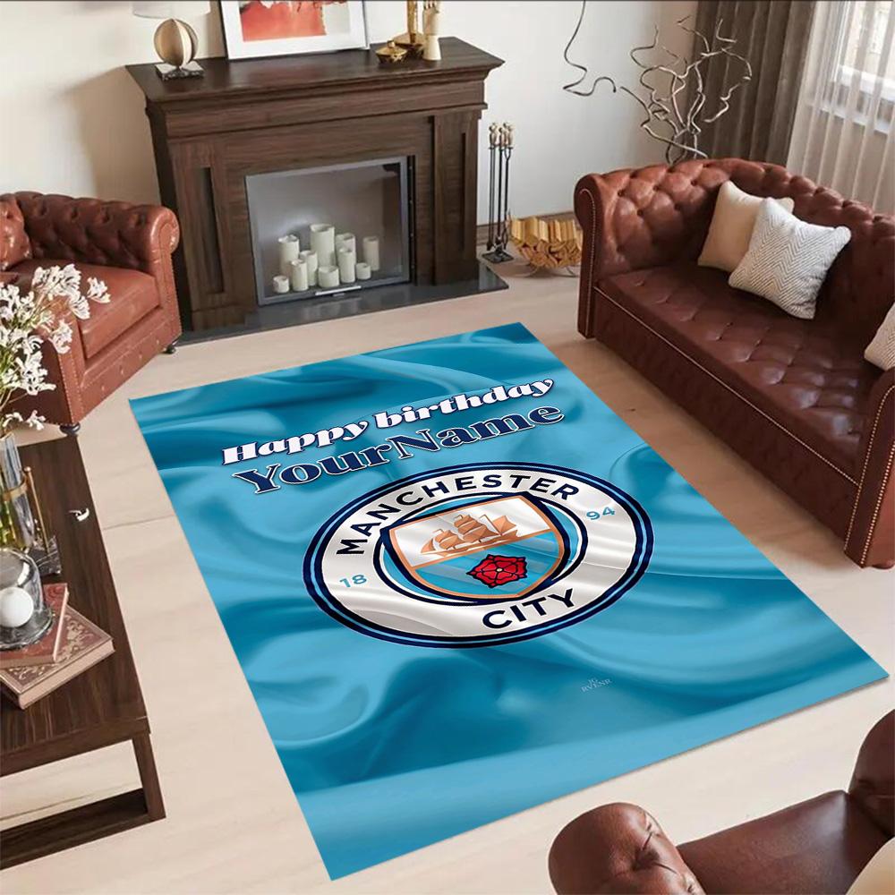 Manchester City Personalized Name Carpet Suitable for Balcony Game Room Outdoor Kitchen Antislip Carpet Decorate Offices