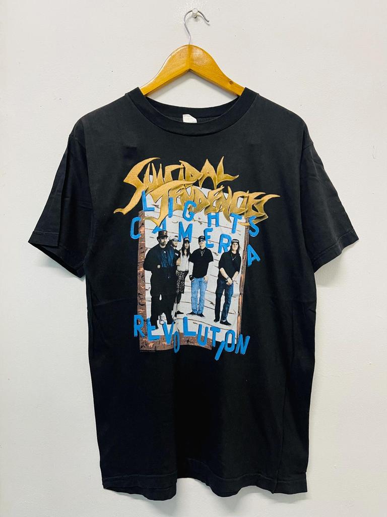 Vintage 90'er S. Tendenser : Lights Camera Revolution 1990 Thrash Metal T-shirt / 90'er Venedig Skate / Du Kan Ikke Få Mig Ned Turné Turné