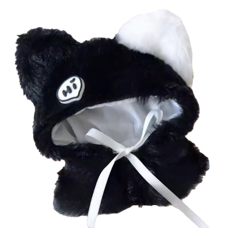 Puszyste kocie ponczo, czarne, dla 10cm pluszowej zabawki [Przedmiot]