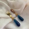 Niche Unique Diamond-Encrusted Resin Water Drop Earrings Retro Light Luxury Long Earrings Niche Design Medium Antique Earrings Women