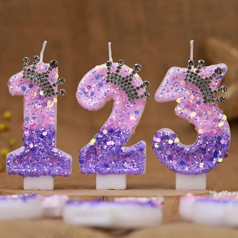 Crown Glitter Number 1 Birthday Candle Cake Topper