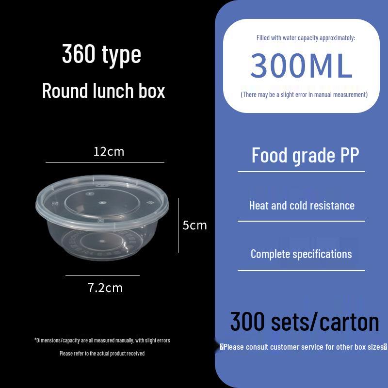 Food-Grade Transparent Thickened Plastic Bowl with Lid for Takeout