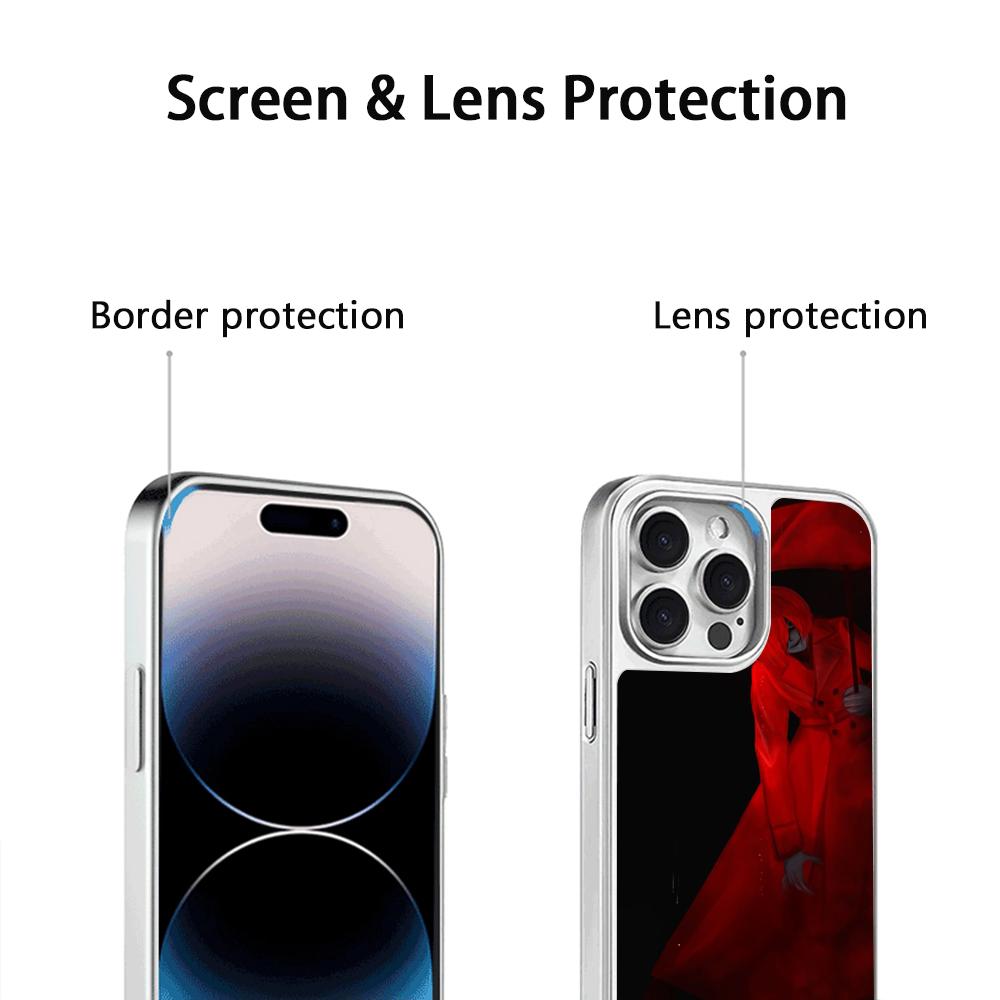 Scarletella Homicipher Y2k Game Man Phone Case for iPhone 16 15 14 13 12 11 Pro Max Sheepskin Silver-edged Protective Case