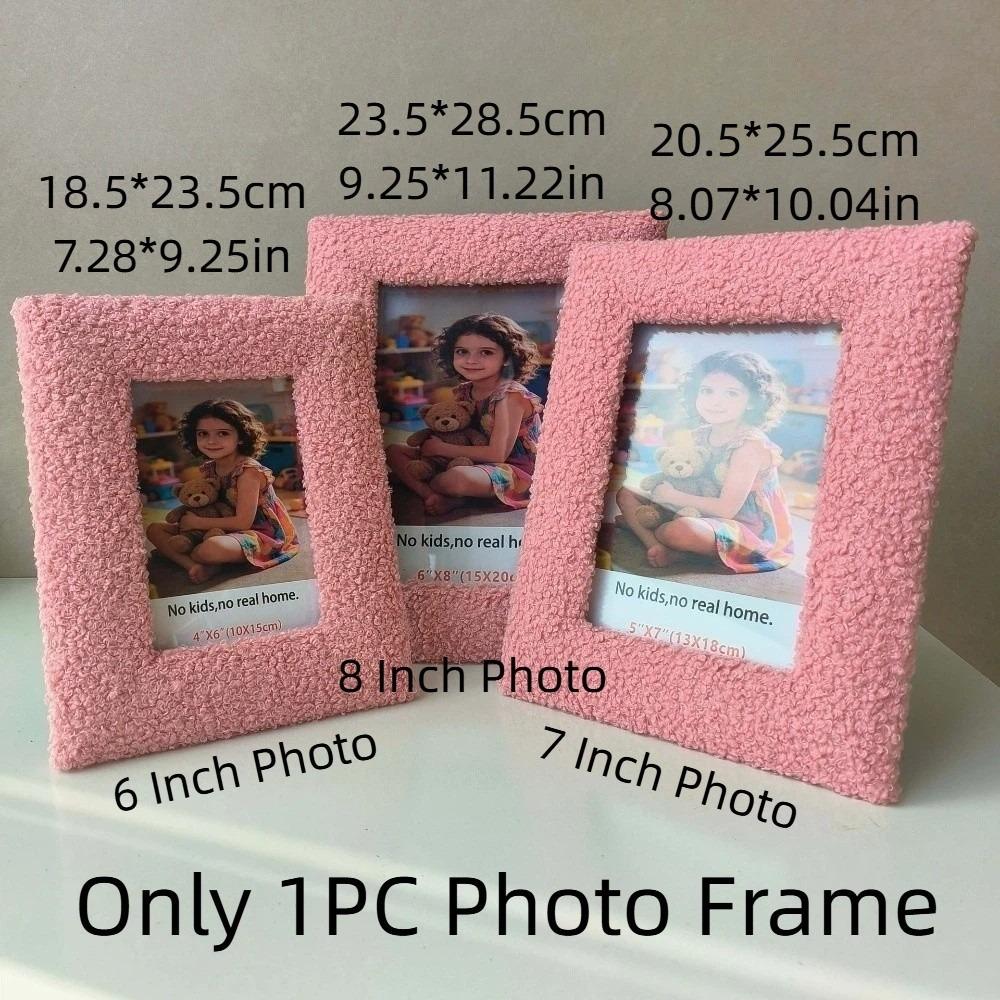 

Fake Fur Plush Photo Frame Cute Picture Frame Ornaments 6/7/8 Inch Picture Frame Living Room Decor 6 Inch Photo розовый