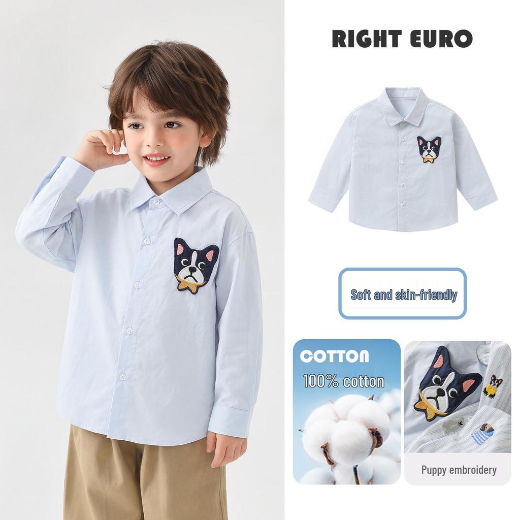 Trendy European Boys' Long Sleeve Casual Shirt - Spring/Autumn Kids' Clothing