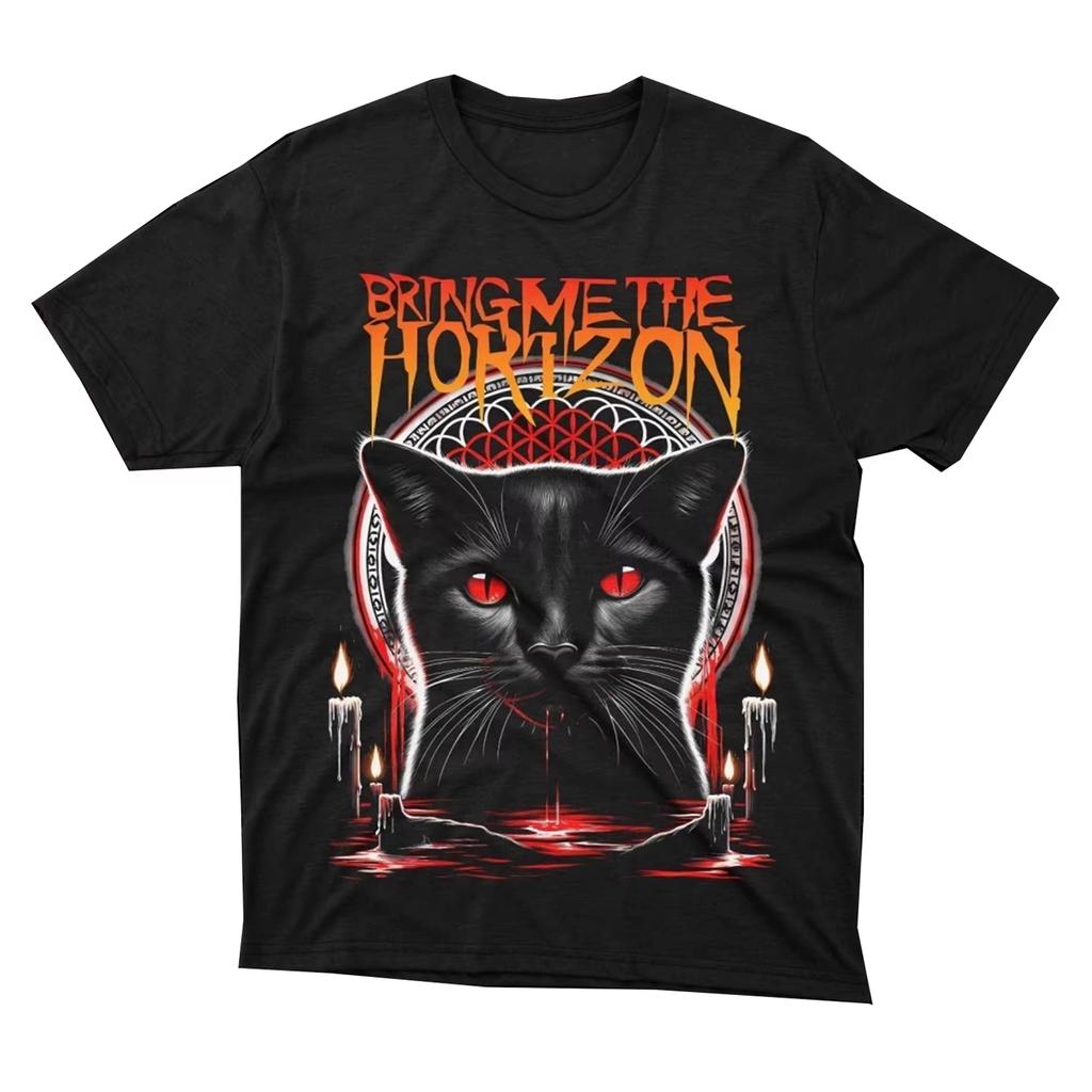 2026 Summer Fashion Trendy Tee Bring Me The Horizon Black Metal Casual T-Shirt Men's and Women's Band Top Loose Cozy and Versatile