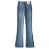 Women's Blue High-Waisted Stretch Flare Jeans with Slit Hem - Spring 2026