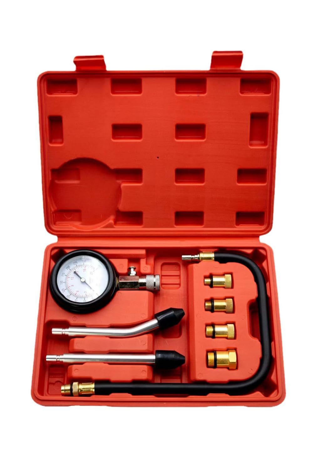

YFFSFDC 8-Piece Compression Gauge Tester Kit for Gasoline Engines, 300 PSI Engine Pressure Gauge, Pressure Measurement Tool for Cars and Motorcycles