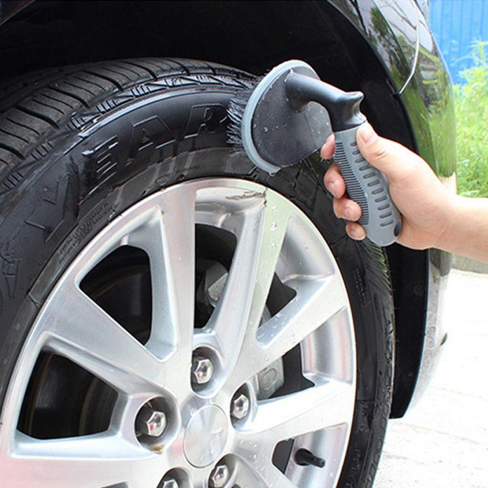 Auto Tire Car Cleaning Brush T-bend Handle Wheel Hub Scrubber New Car Washing