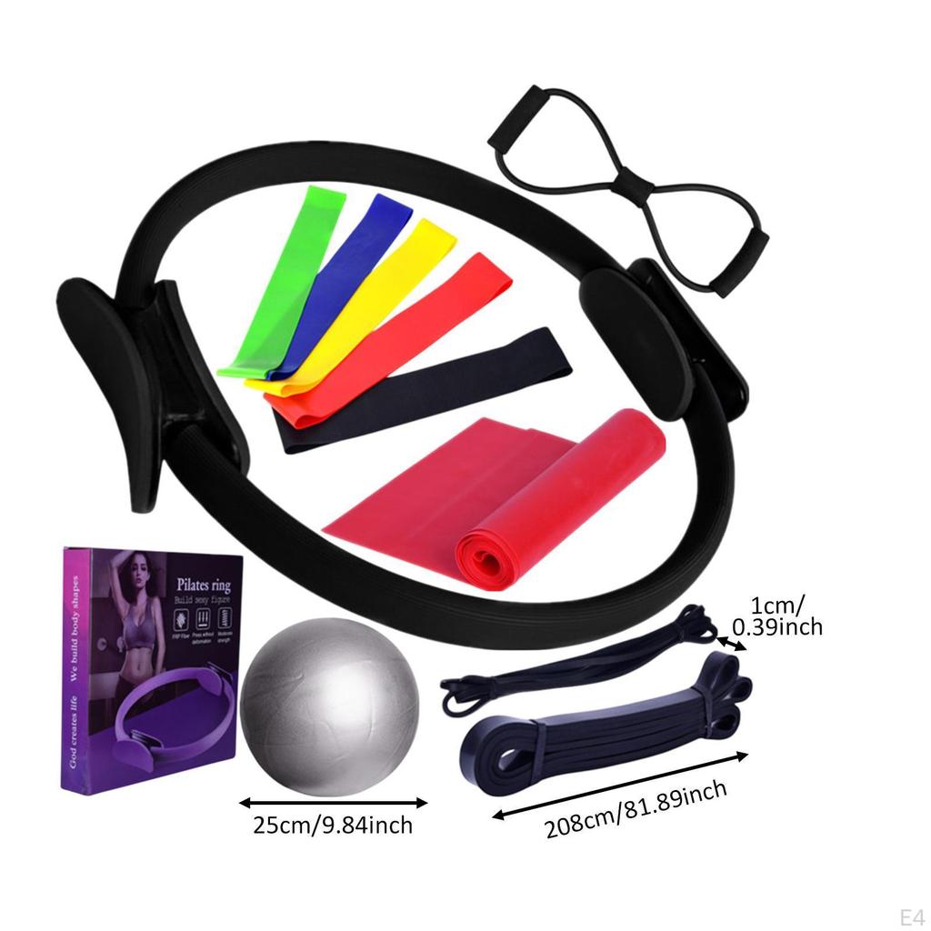 12 Pieces of Pilates Ring And Ball Kit with Exercise Bands