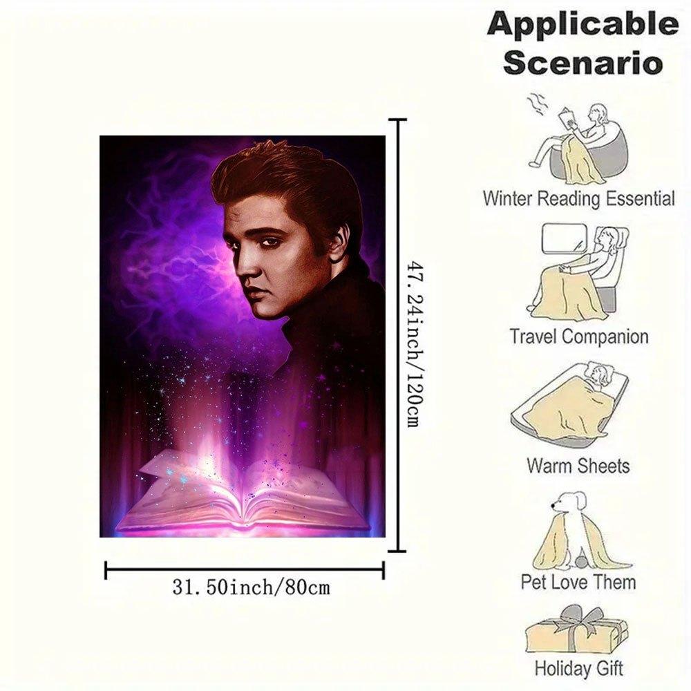 "Elvis Presley: The King of Rock 'n' Roll Art Print"Blanket Flannel Throw Blanket for Sofa, Bed, Travel, Camping, Office, Couch, Chair, And