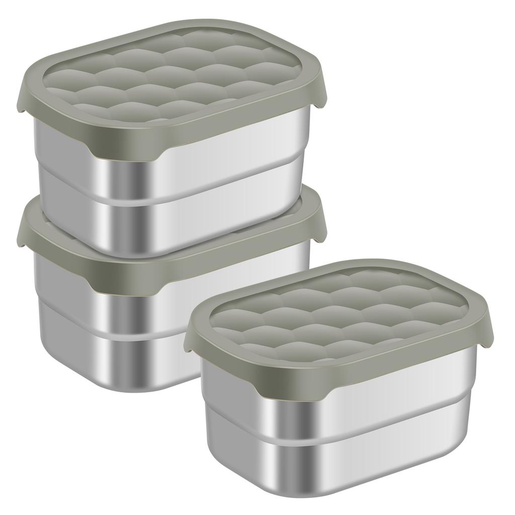 304 Stainless Steel Lunch Box 4/3 Pcs Portable Fruit Salad Food Container with Lid Stackable Leak Proof Bento Boxes for Students